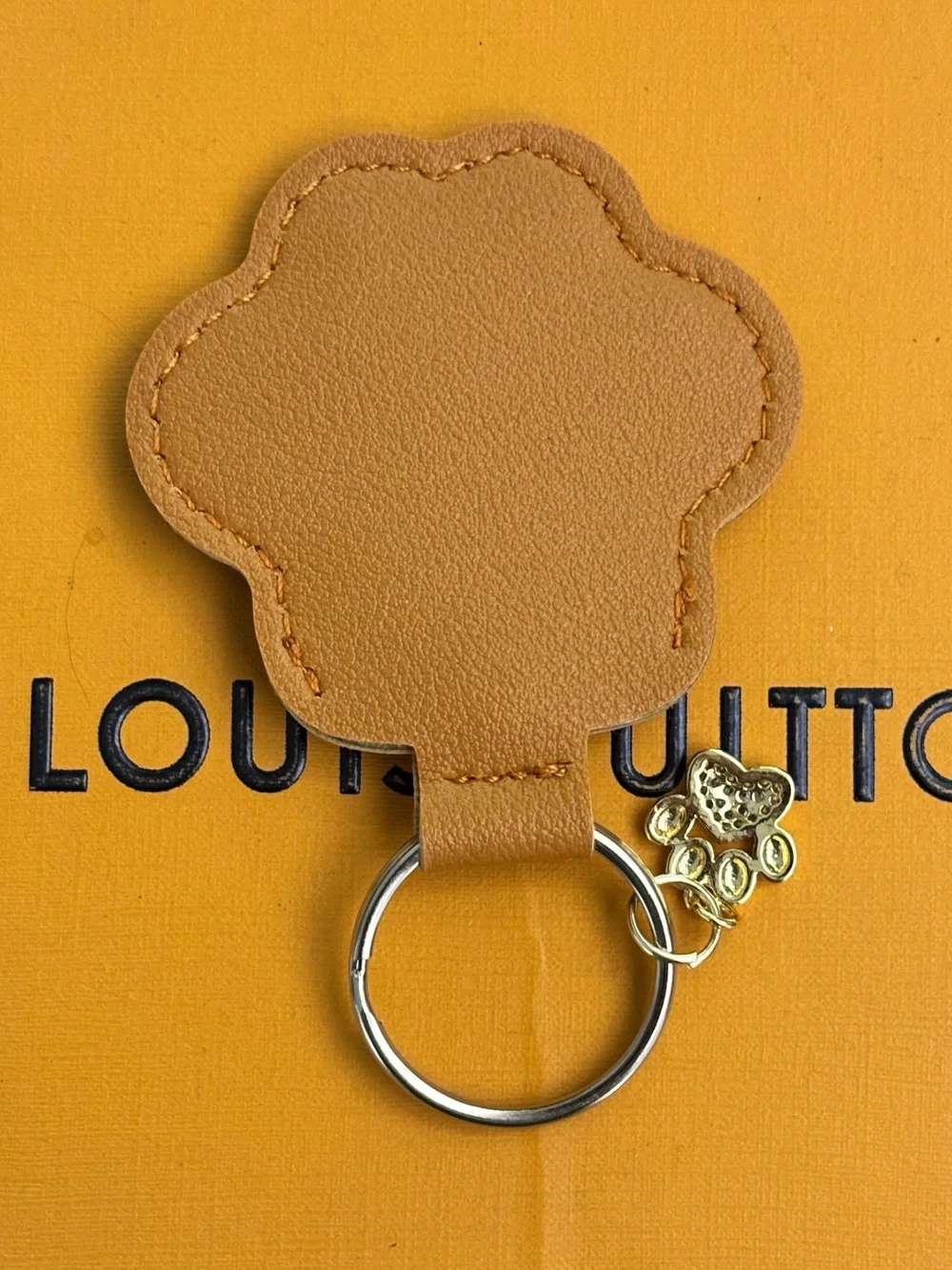 Louis Vuitton Monogram Tan Dog Paw Key Chain 3.75 inches